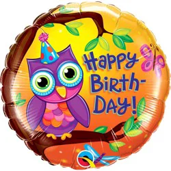 Birthday Owl 18" Foil Balloon