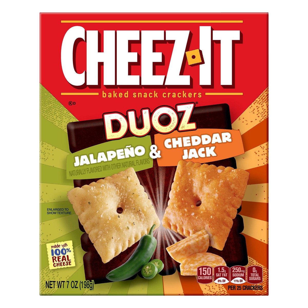 slide 1 of 5, Cheez-It DUOZ Crackers, Jalapeno and Cheddar Jack, 7 oz, 7 oz