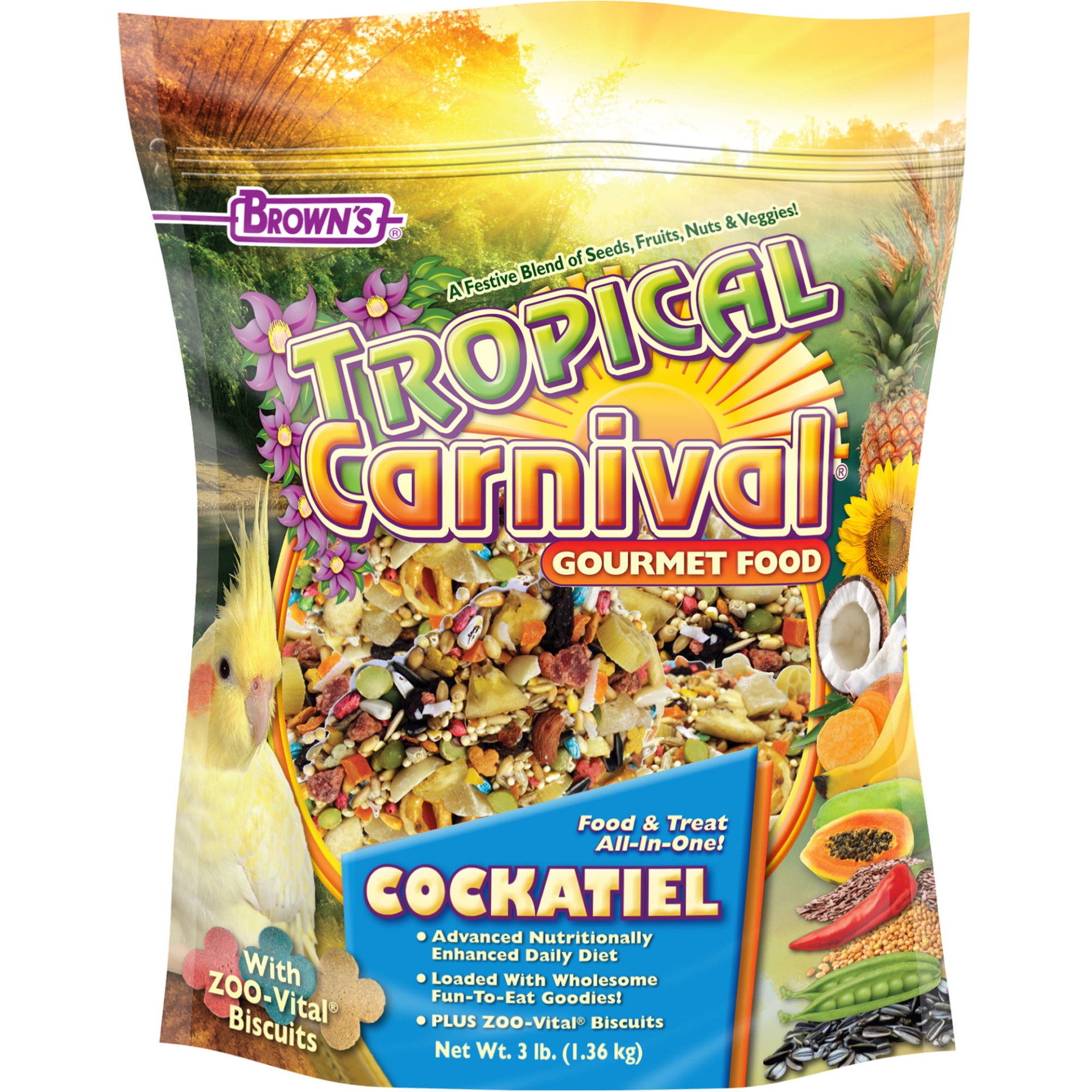 slide 1 of 1, Brown's Tropical Carnival Cockatiel Food, 3 lb
