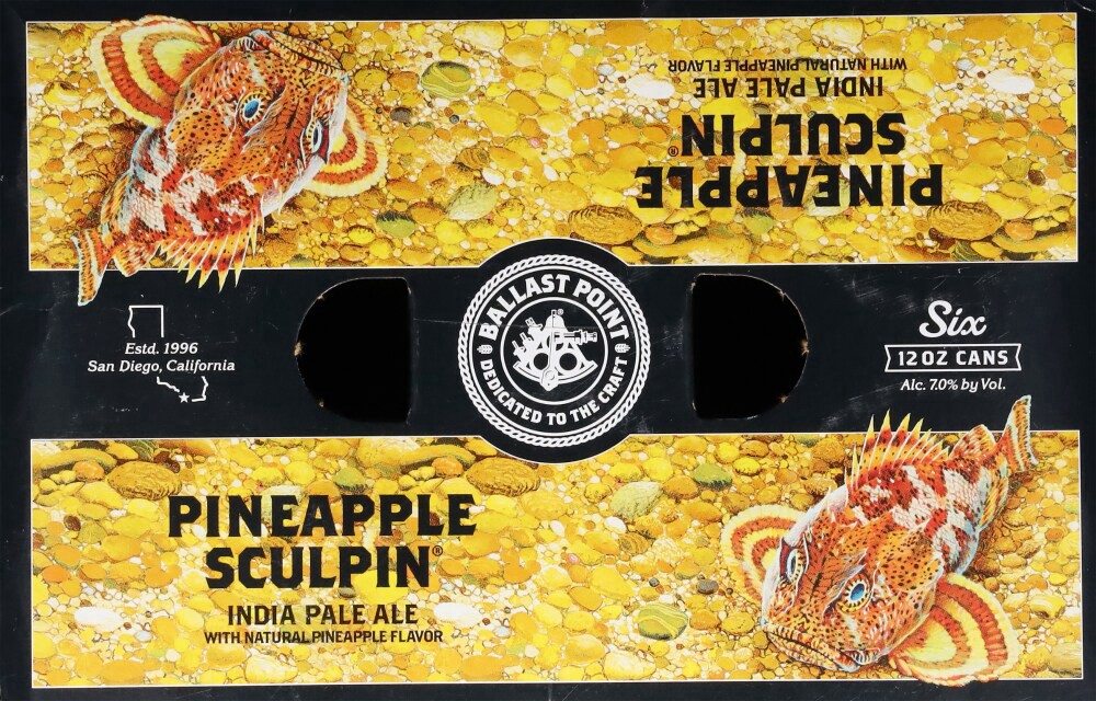 slide 4 of 6, Ballast Point India Pale Ale Pineapple Sculpin Beer 6 - 12 oz Cans, 6 ct