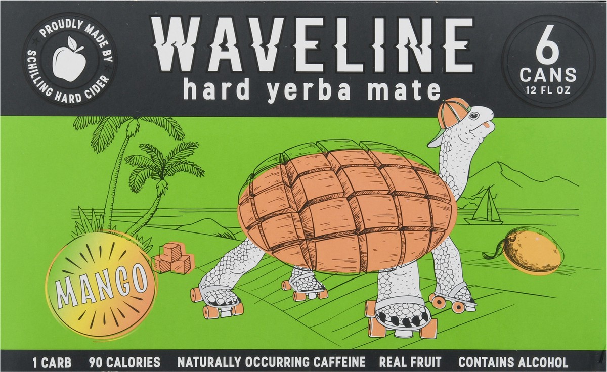 slide 10 of 14, Waveline Mango Hard Yerba Mate 6 - 12 fl oz Cans, 6 ct