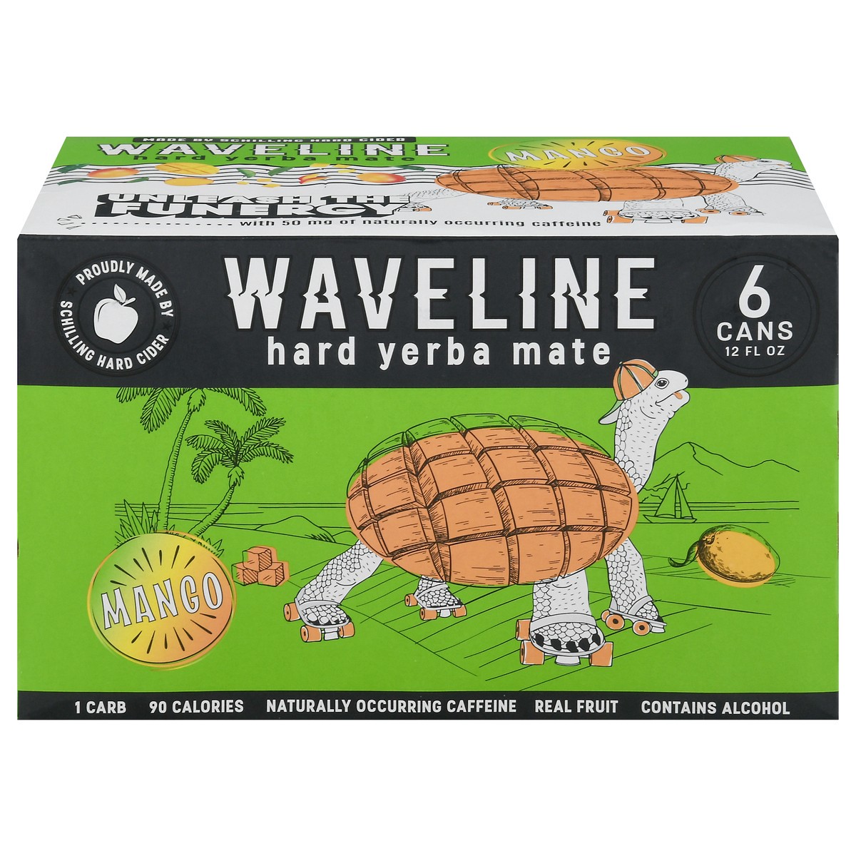 slide 2 of 14, Waveline Mango Hard Yerba Mate 6 - 12 fl oz Cans, 6 ct