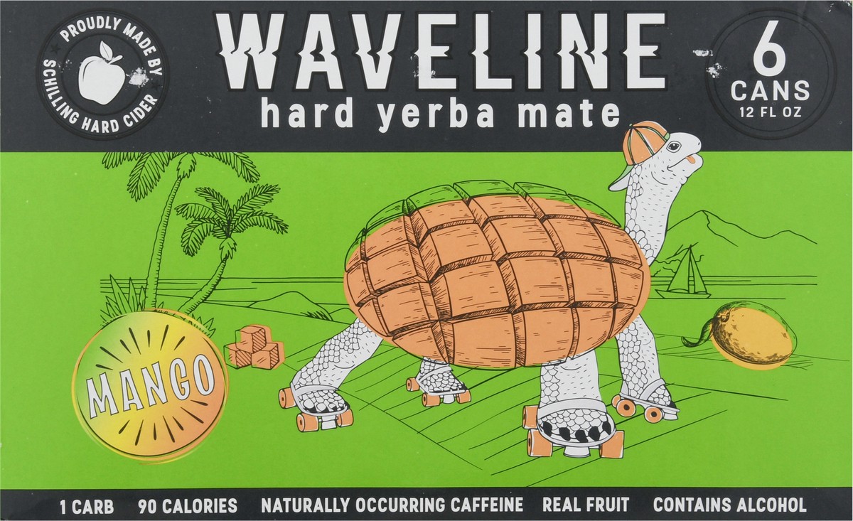 slide 9 of 14, Waveline Mango Hard Yerba Mate 6 - 12 fl oz Cans, 6 ct