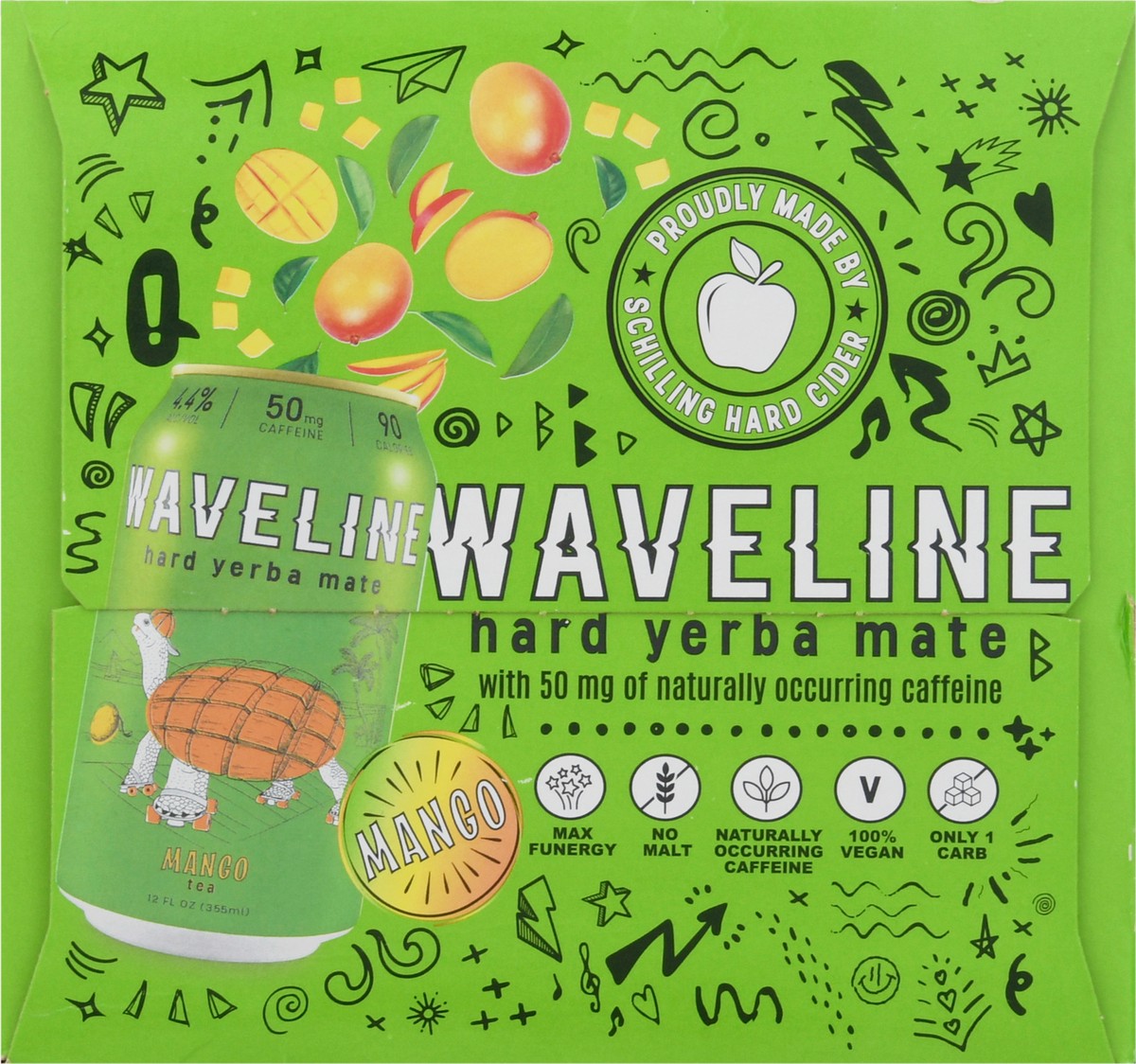 slide 3 of 14, Waveline Mango Hard Yerba Mate 6 - 12 fl oz Cans, 6 ct