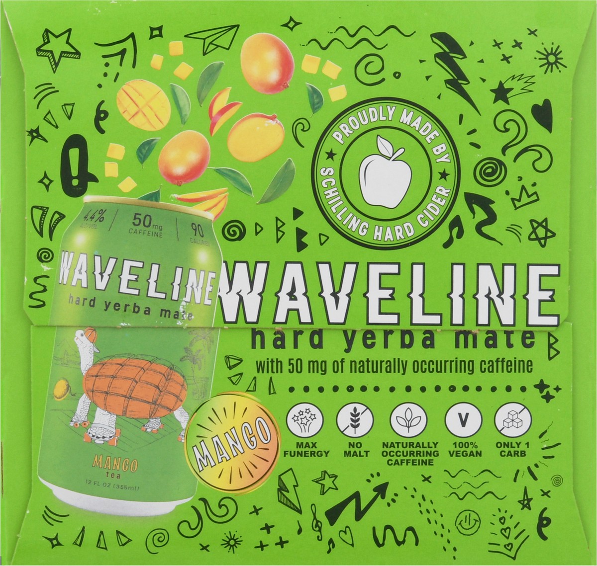 slide 6 of 14, Waveline Mango Hard Yerba Mate 6 - 12 fl oz Cans, 6 ct