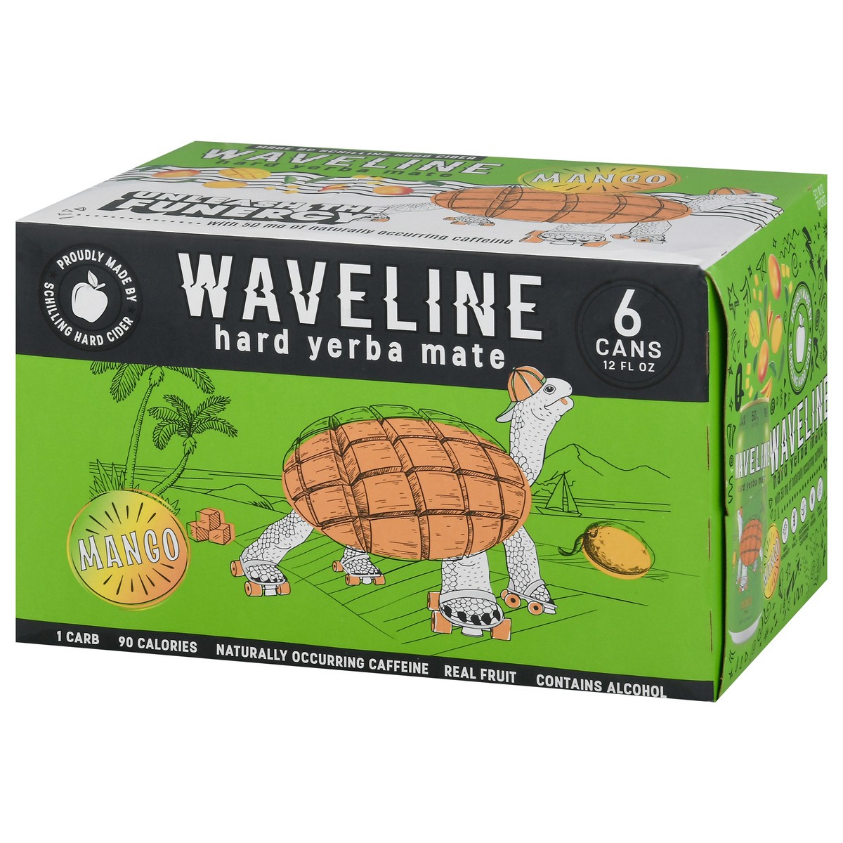 slide 11 of 14, Waveline Mango Hard Yerba Mate 6 - 12 fl oz Cans, 6 ct