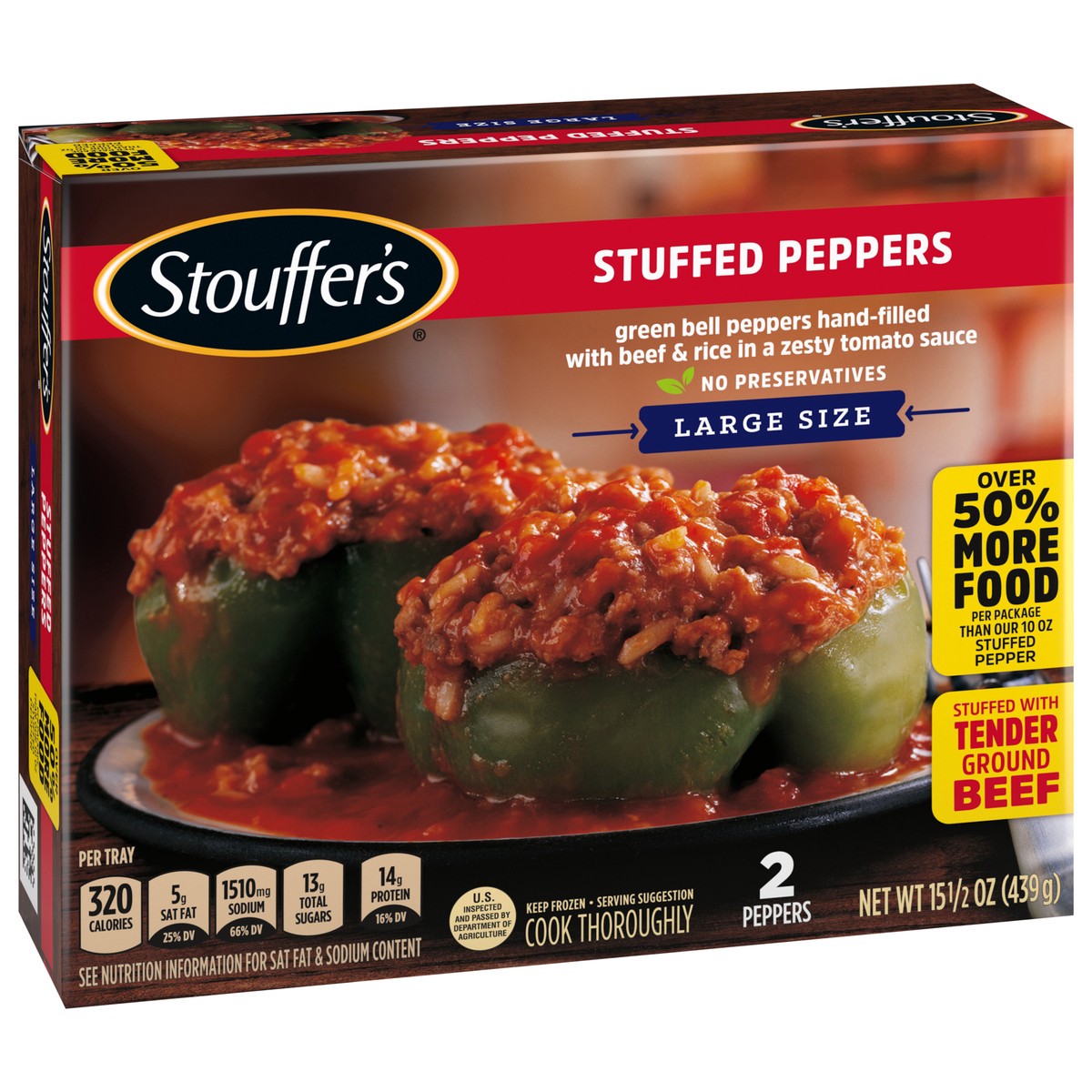 slide 4 of 13, Stouffer's Stuffed Peppers Large Size Frozen Meal, 15.5 oz