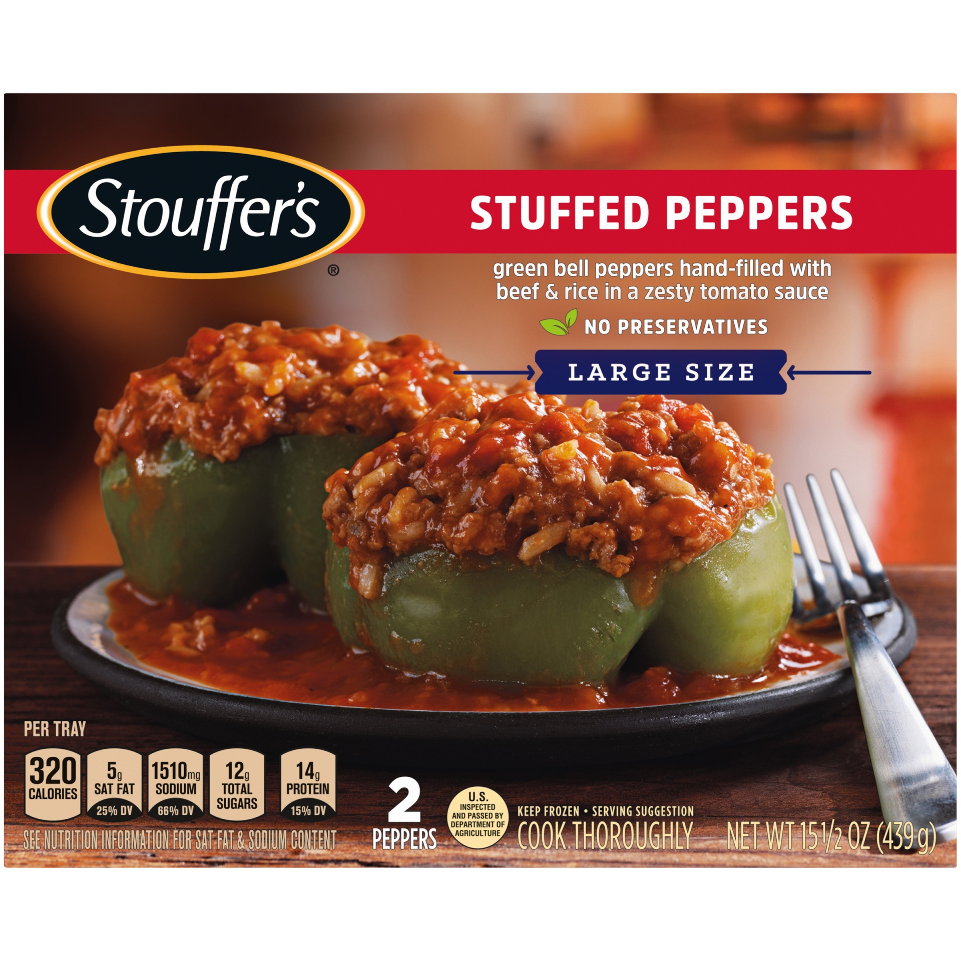 slide 1 of 1, Stouffer's Large Size Stuffed Peppers, 15.5 oz