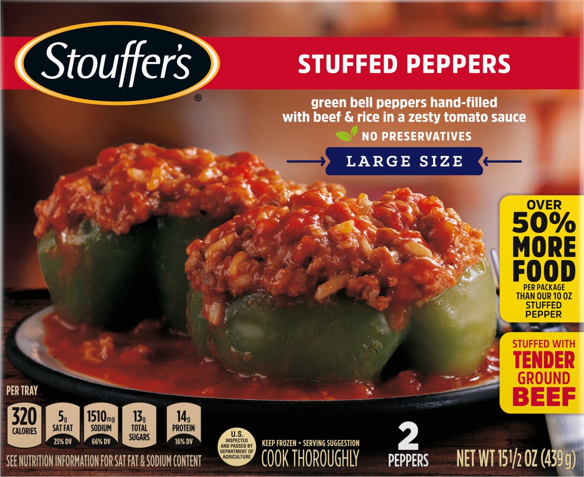 slide 10 of 13, Stouffer's Stuffed Peppers Large Size Frozen Meal, 15.5 oz
