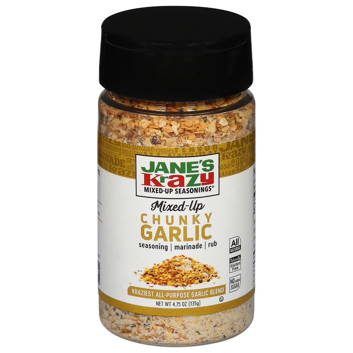 slide 1 of 12, Jane's Krazy Mixed-Up Seasonings Mixed-Up Chunky Garlic Seasoning/Marinade/Rub 4.75 oz, 4.75 oz
