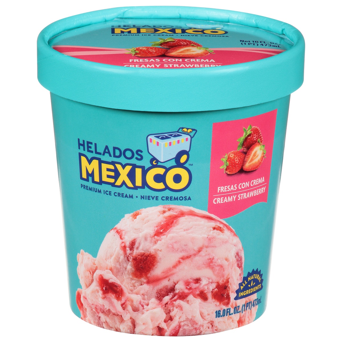 slide 1 of 1, Helados Mexico Ice Cream Premium Creamy Strawberry, 16 oz