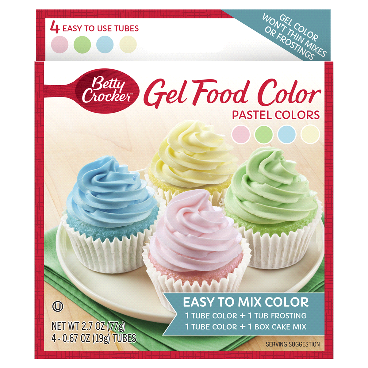 slide 1 of 1, Betty Crocker Pastel Gel Food Color 4 ea, 2.7 oz