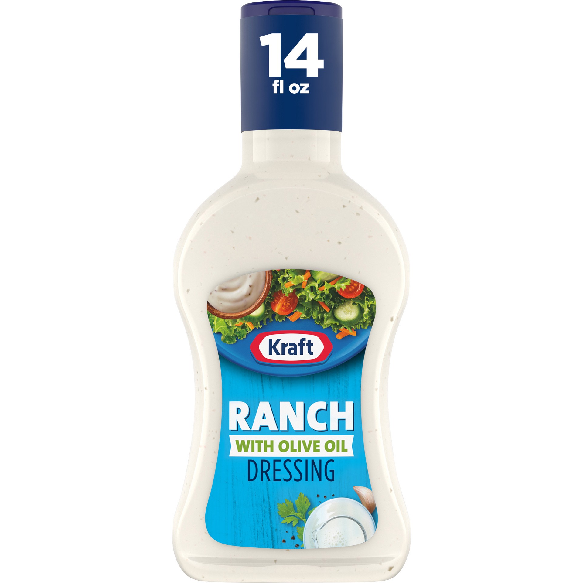 slide 1 of 5, Kraft Ranch Salad Dressing with Olive Oil, 14 fl oz Bottle, 14 fl oz