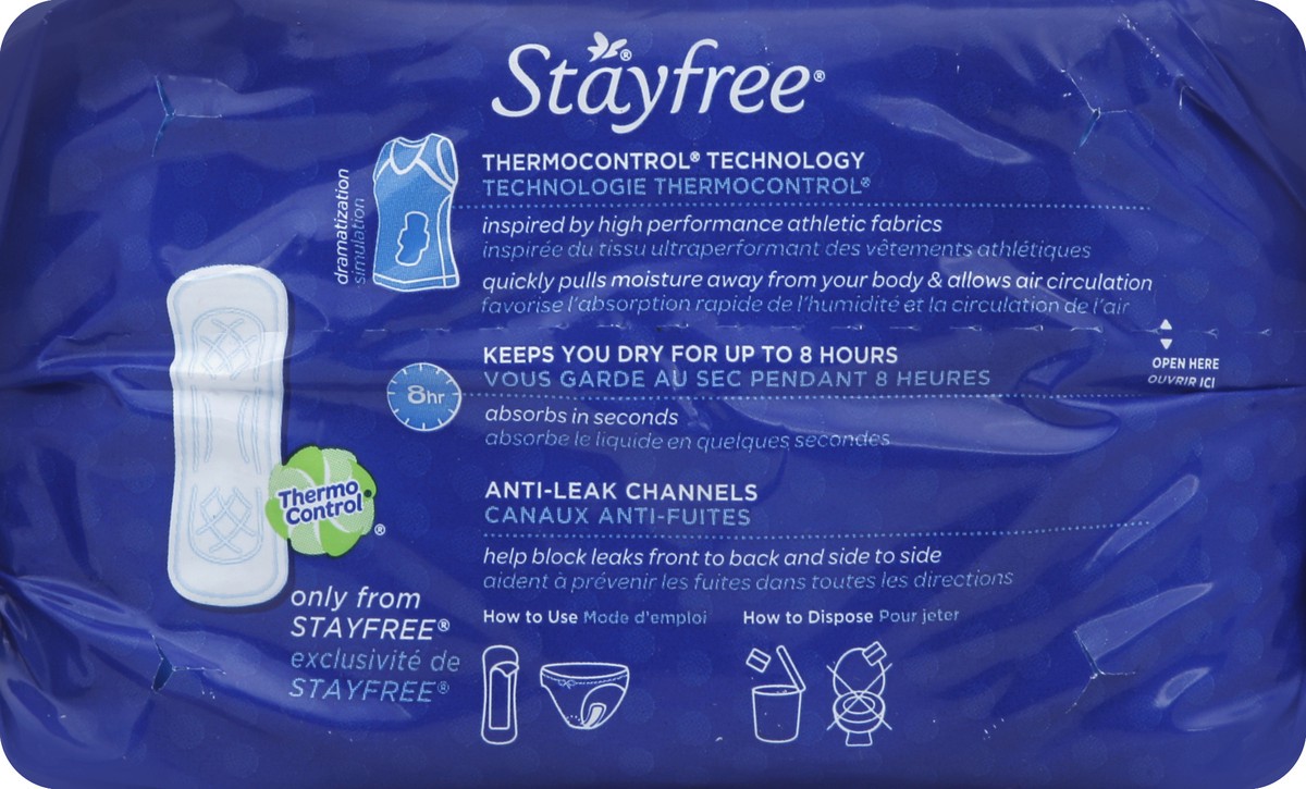 slide 4 of 6, Stayfree Maxi Regular Pads For Women, Wingless, Reliable Protection and Absorbency of Feminine Periods, Scented, 24 count, 24 ct