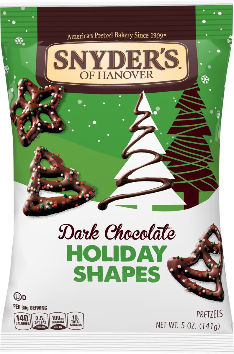 slide 1 of 5, Snyder's of Hanover Holiday Shapes Dark Chocolate Pretzels 5 oz, 5 oz