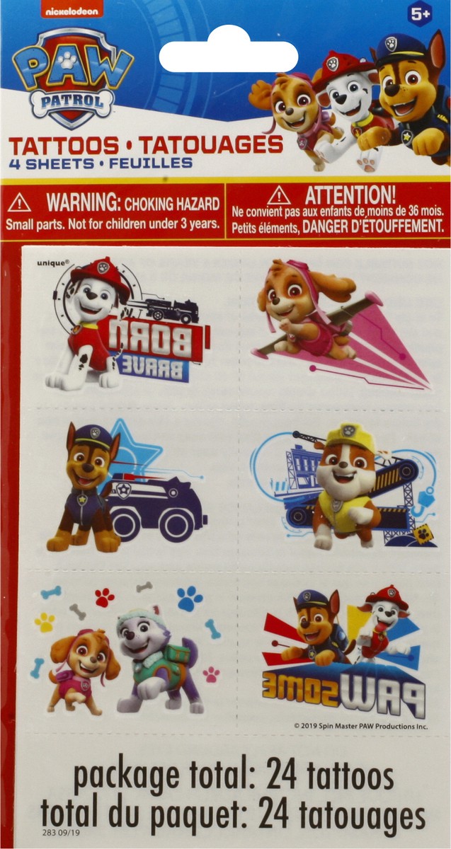 slide 1 of 4, Unique Paw Patrol Tattoos, 24 ct