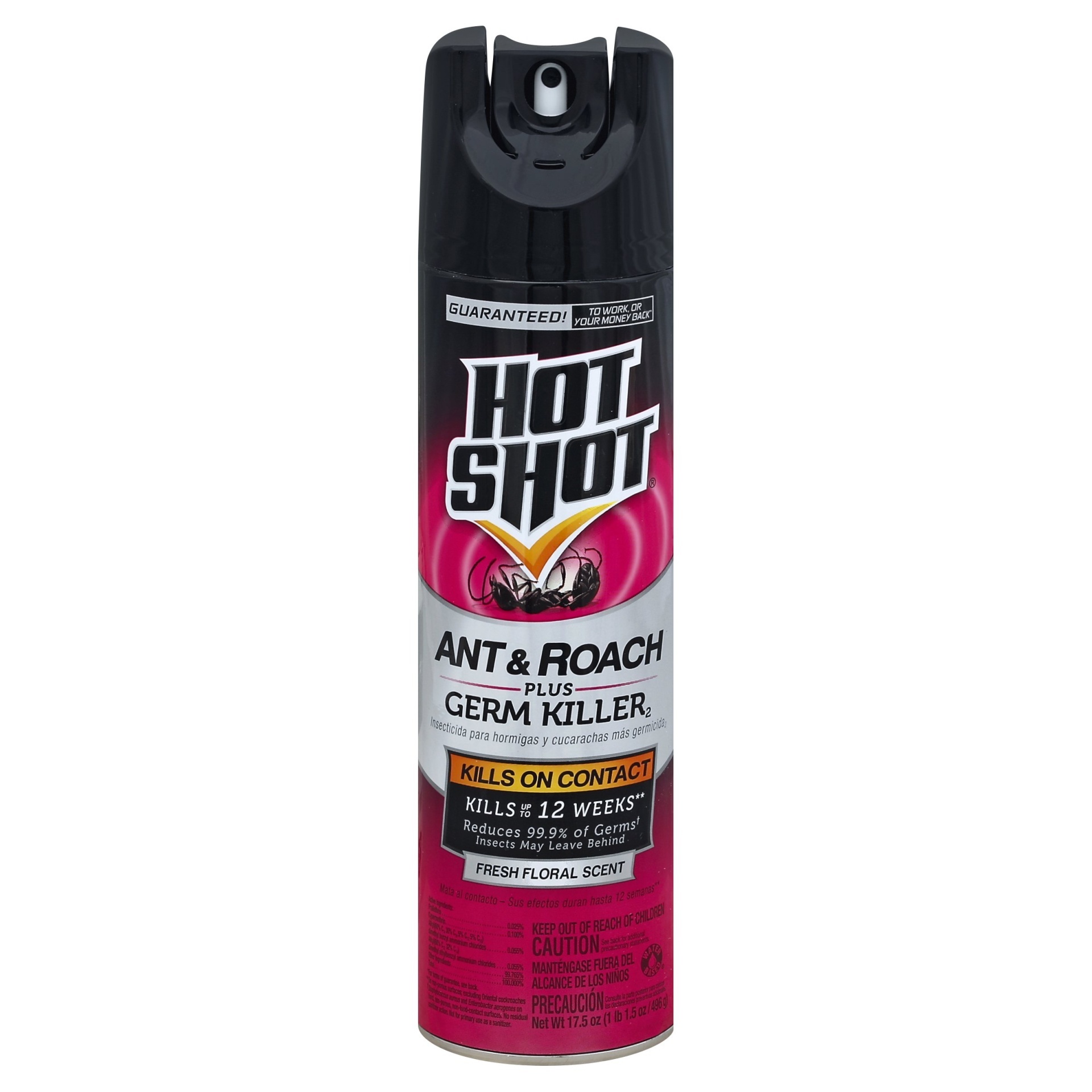 slide 1 of 2, Hot Shot Ant & Roach Plus Germ Killer2, Fresh Floral Scent, 17.5 oz