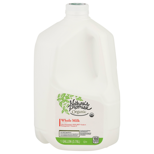 slide 1 of 1, Natures Promise Milk, Organic Whole, 128 oz