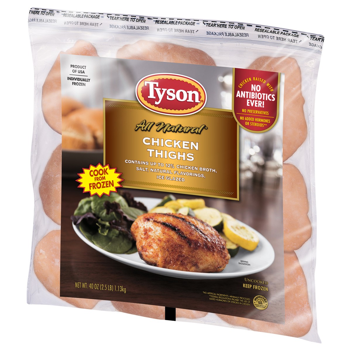 slide 2 of 8, Tyson Chicken Thighs, Bone-in,  2.5 lb. (Frozen), 1.13 kg