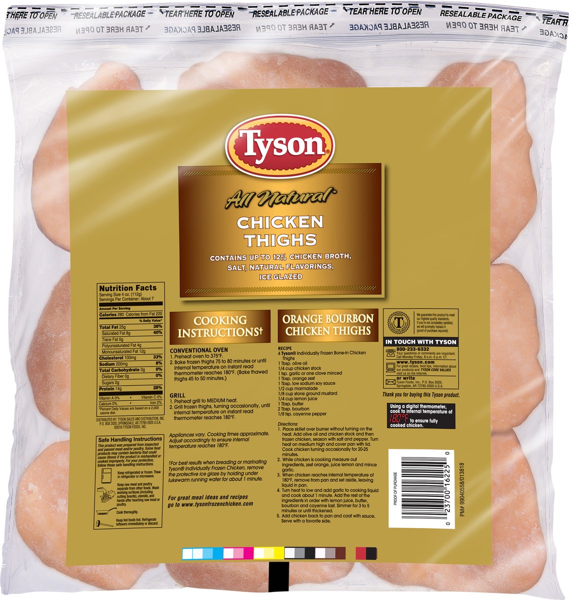 slide 6 of 8, Tyson Chicken Thighs, Bone-in,  2.5 lb. (Frozen), 1.13 kg