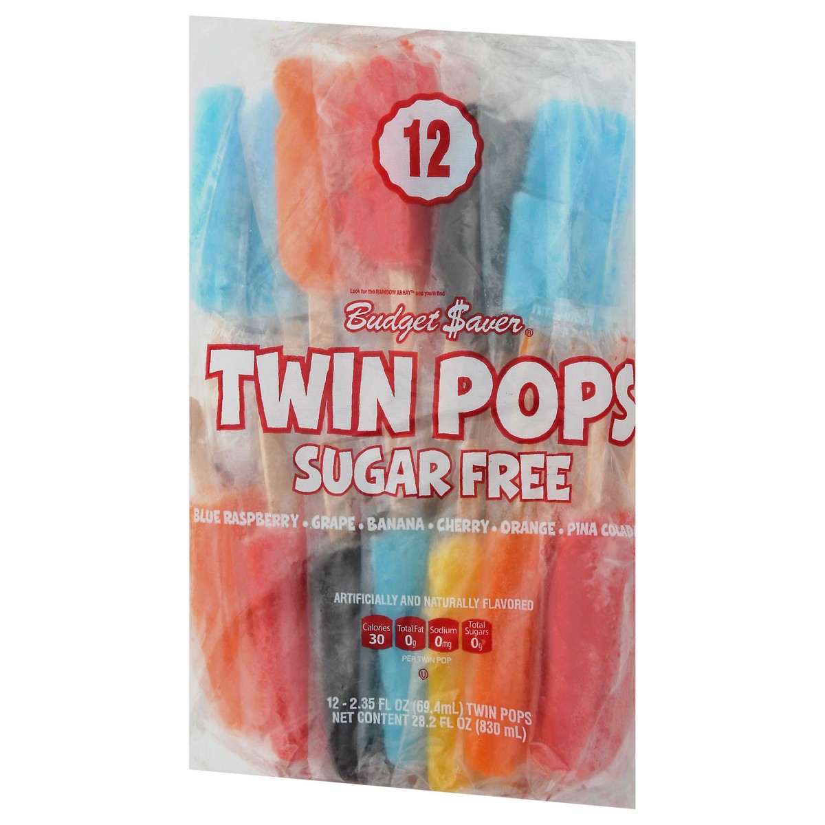 slide 5 of 13, Budget Saver Sugar-Free Assorted Flavors Twin Pops, 12 ct