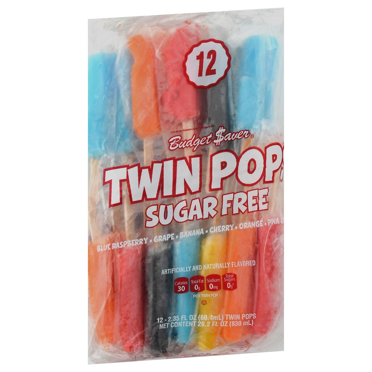 slide 4 of 13, Budget Saver Sugar-Free Assorted Flavors Twin Pops, 12 ct