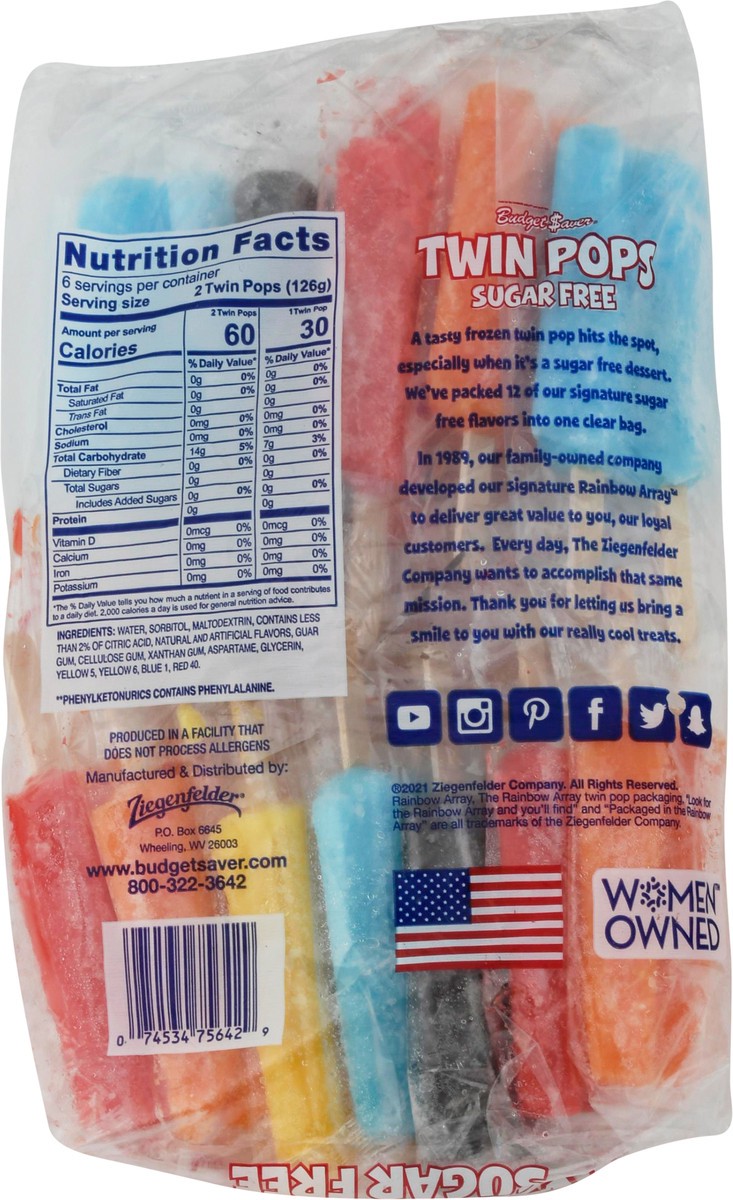 slide 3 of 13, Budget Saver Sugar-Free Assorted Flavors Twin Pops, 12 ct