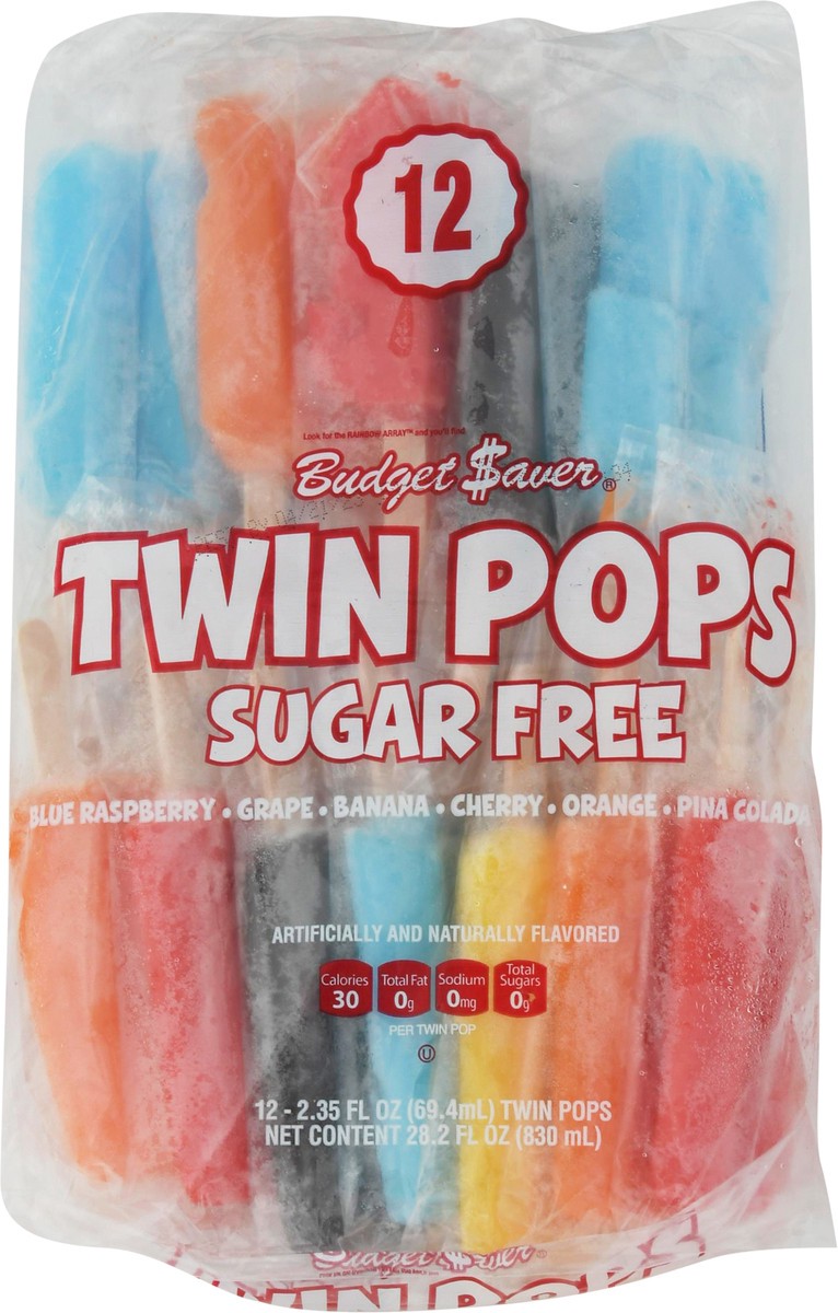 slide 1 of 13, Budget Saver Sugar-Free Assorted Flavors Twin Pops, 12 ct