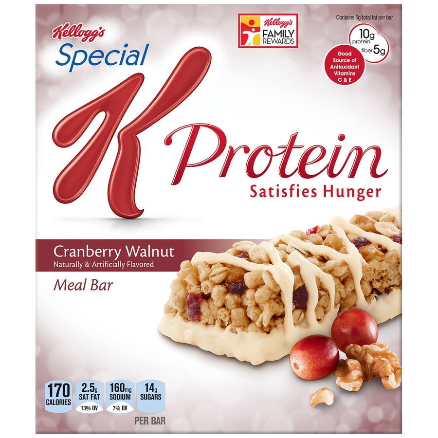 slide 1 of 1, Kellogg's Special K Protein Cranberry Walnut Meal Bars, 6 ct; 1.59 oz