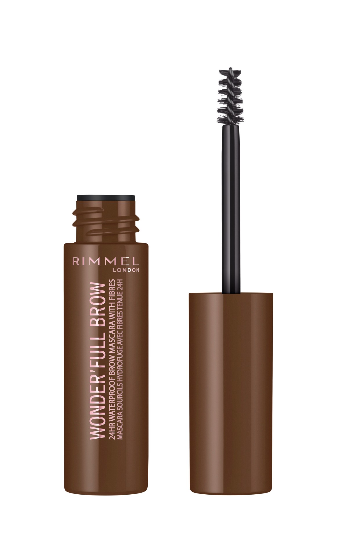 slide 1 of 1, COTY RIMMEL LONDON Rimmel London Wonder'Full 24HR Eyebrow Mascara, Long-Wearing, Waterproof, Smudge-Proof, 002, Medium Brown, 0.04oz, 4.50 mL