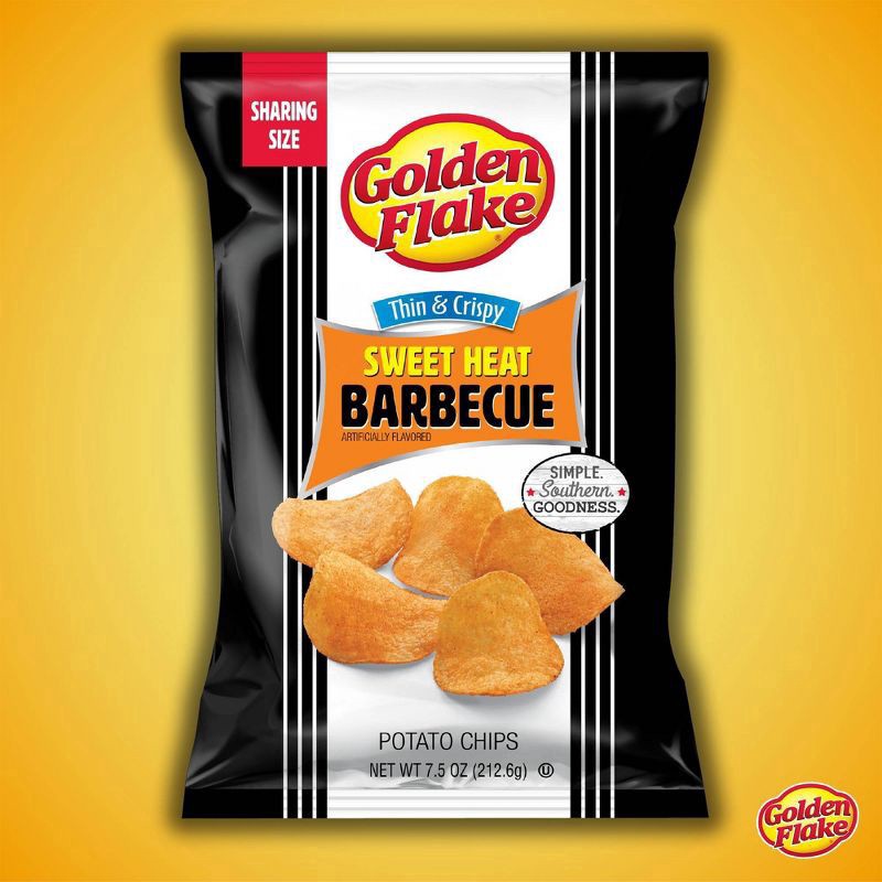 slide 3 of 5, Golden Flake Sweet Heat Thin & Crispy Barbecue Flavored Potato Chips 7.5 oz, 7.5 oz