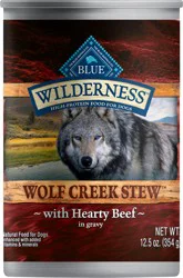 Blue Buffalo Wilderness Wolf Creek Stew High Protein, Natural Wet Dog Food, Hearty Beef Stew in Gravy 12.5-oz Can