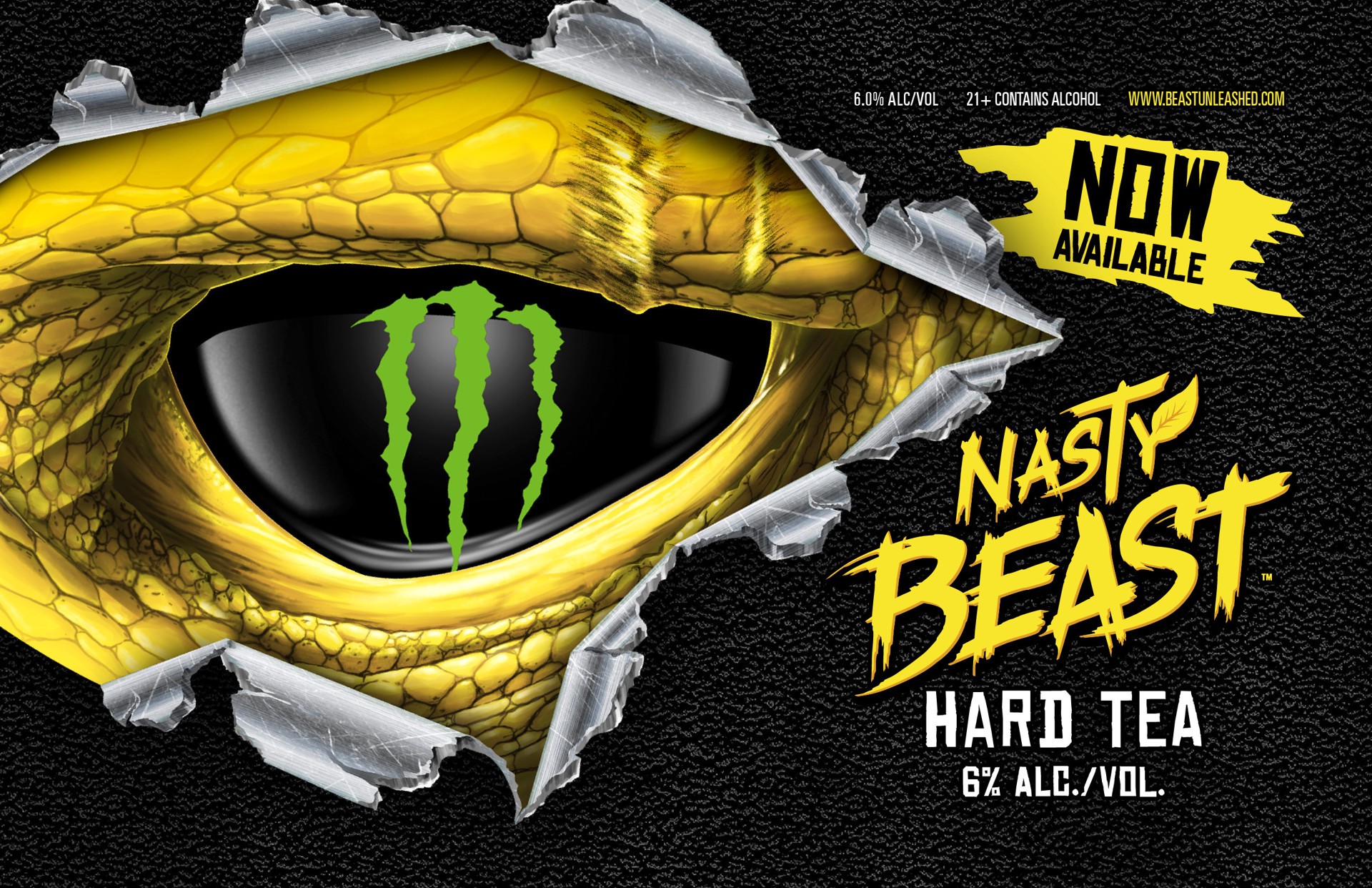slide 2 of 3, Monster Nasty Beast Hard Tea + Lemonade 24 fl oz Can, 24 oz