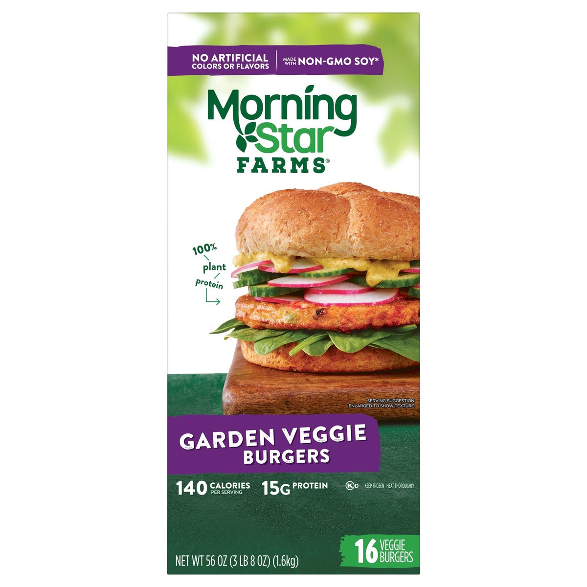 slide 1 of 5, MorningStar Farms Veggie Burgers, Garden Veggie, 56 oz, 16 Count, Frozen, 56 oz