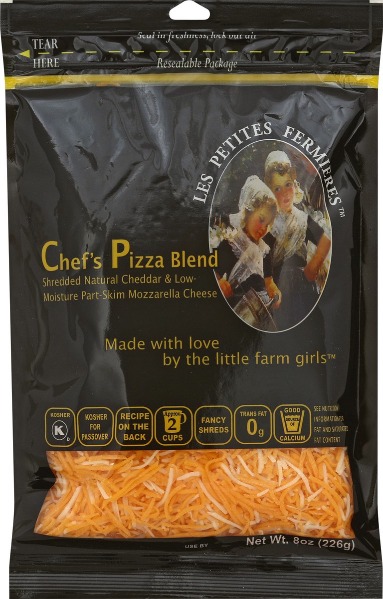 slide 3 of 3, Les Petites Fermieres Pizza Shredded Cheese, 8 oz