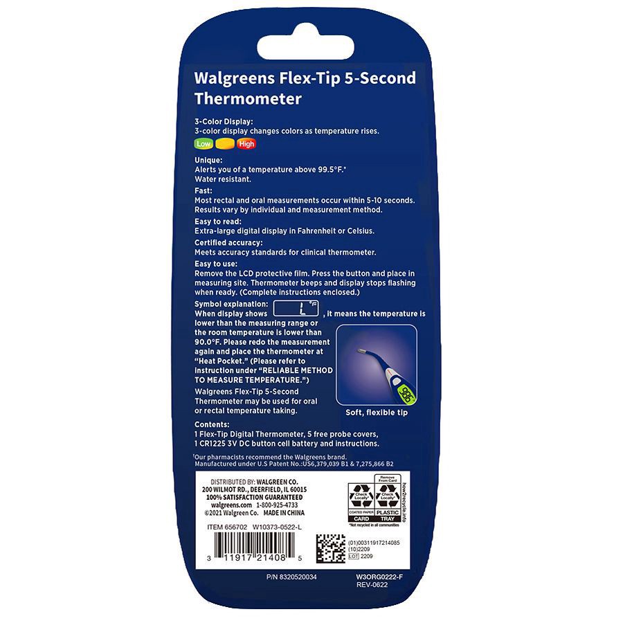 slide 2 of 3, Walgreens 5 Second Flex-Tip Digital Thermometer, 1 ct