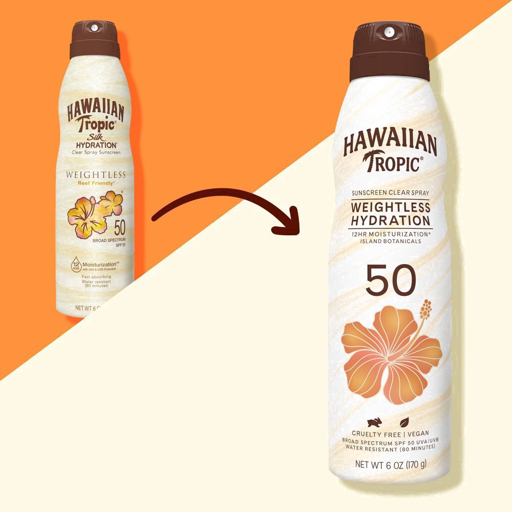 slide 4 of 42, Hawaiian Tropic Silk Hydration Clear Spray Weightless Broad Spectrum SPF 50 Sunscreen 6 oz, 6 oz