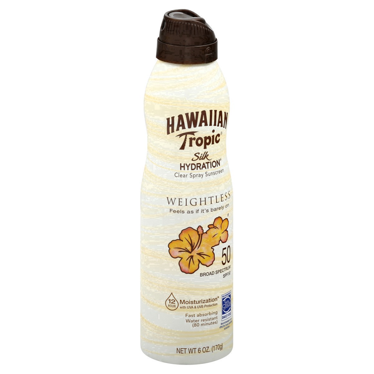 slide 3 of 42, Hawaiian Tropic Silk Hydration Clear Spray Weightless Broad Spectrum SPF 50 Sunscreen 6 oz, 6 oz