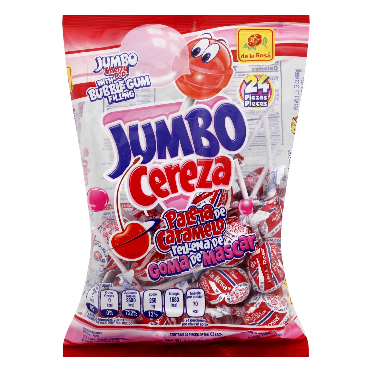 slide 11 of 13, De la Rosa Jumbo Cherry Pop 24 ea, 24 ct