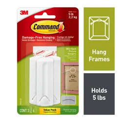 3M Command Picture and Frame Damage-Free Wire-Backed Picture Hangers - 3 Pack
