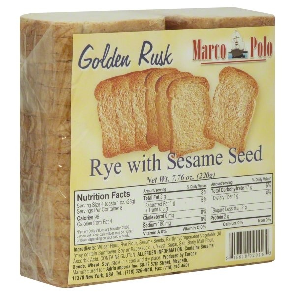 slide 1 of 1, Marco Polo Golden Rusk Rye with Sesame Seed Toast, 7.76 oz