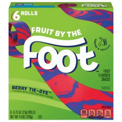 Fruit by the Foot Fruit Flavored Snacks, Berry Tie-Dye, 4.5 oz, 6 ct