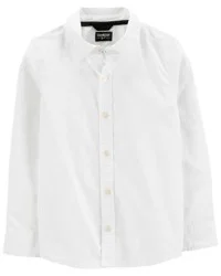 Oshkosh Kid Long Sleeve Button-Front Uniform Shirt White 6