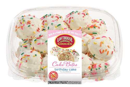 slide 1 of 1, Lofthouse Birthday Cake Bites, 8 oz