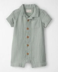 Littleplanet Baby Boy Organic Cotton Gauze Romper Meadow Green 6M