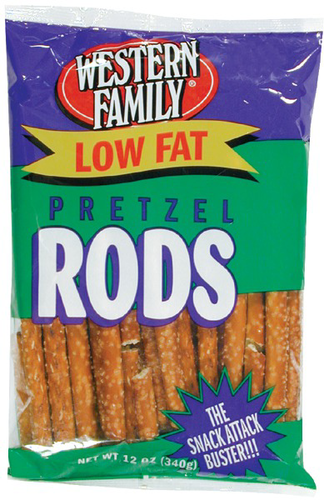 slide 1 of 1, Western Family Low Fat Pretzel Rods, 12 oz