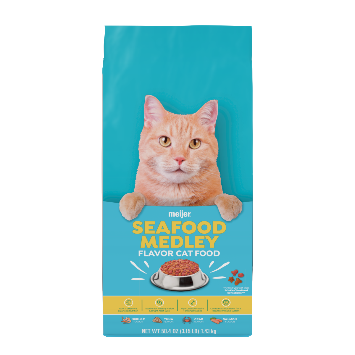 slide 1 of 13, Meijer Main Choice Seafood Medley Dry Cat Food, 3.15 lb