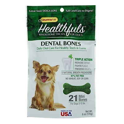 slide 1 of 1, Ruffin' It Healthfuls Mini Dental Bones, 21 ct