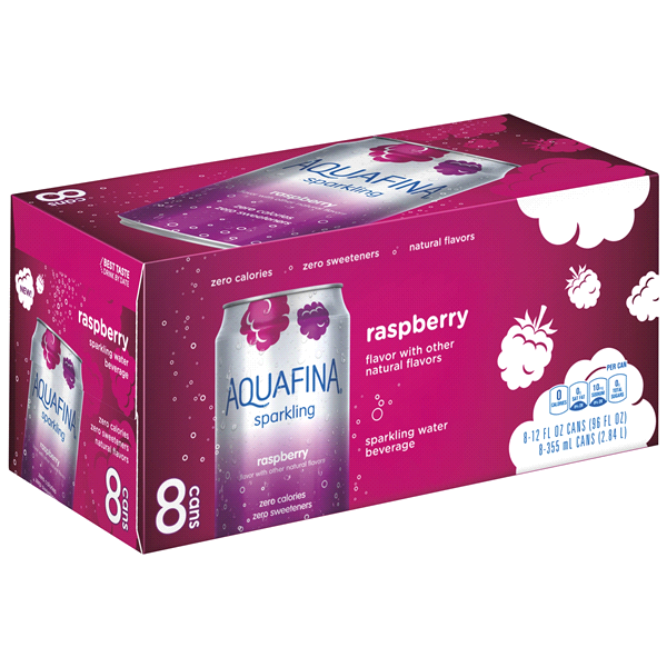 slide 1 of 3, Aquafina Sparkling Raspberry /, 8 ct; 12 fl oz