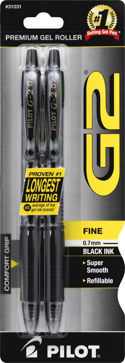 slide 3 of 11, Pilot Retractable Gel Ink Rolling Ball Pen, Black Ink, 2 Ct, 1 ct